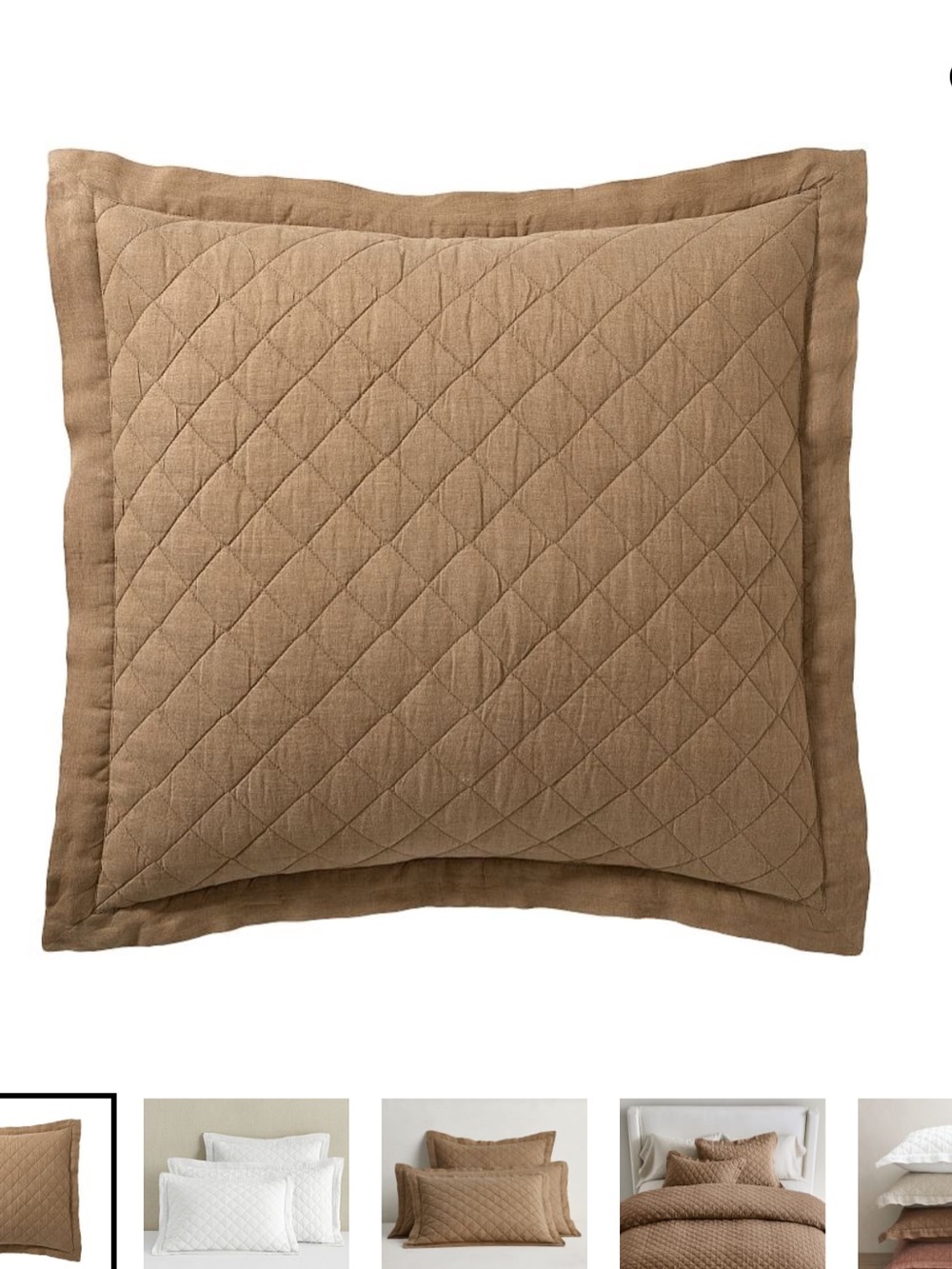 Pottery Barn Belgian Flax Linen Diamond Quilted Sham Euro 1 Sample